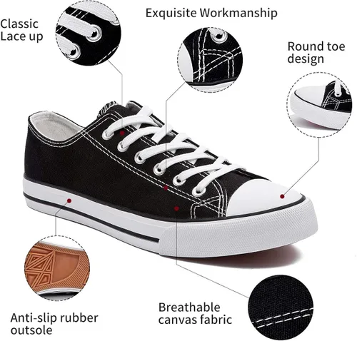 Vista 2 de Adokoo - Tenis informales de lona para mujer caña baja con cordones cómodos para caminar