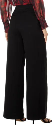 Vista 2 de BCBGMAXAZRIA Pantalón de cintura alta con cremallera y pierna ancha para mujer