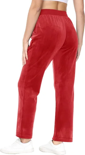 Vista 4 de TACVASEN Pantalones deportivos casuales para mujer, pantalones deportivos de terciopelo de vellón para correr, entrenamiento, descanso, pantalones