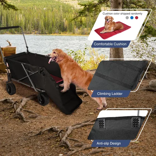 Vista 2 de REDCAMP Carro Plegable para Perros con Extremo Trasero Extensible de Servicio Pesado, 220L Carrito Utilitario Plegable Grande Cochecito para Perros