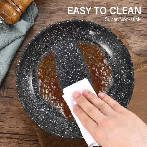 Vista 3 de CSK - Sartén antiadherente de 8 pulgadas con tapa, sartén antiadherente para huevos, sartén para tortilla con mango ergonómico y parte inferior
