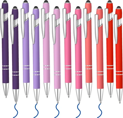 Vista 19 de 12 bolígrafos de tinta azul con punta de lápiz capacitivo, bolígrafo de metal de 0.039 pulgadas para pantallas táctiles, 2 en 1, regalo para amigos