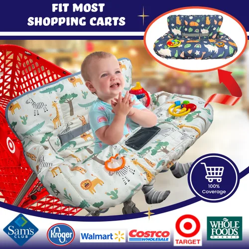 Vista 4 de Funda para carrito de compras para bebés y niños pequeños, funda impermeable para carrito de comestibles y silla alta, funda acolchada suave