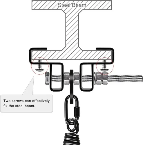 Vista 6 de Dolibest Colgador de vigas de acero resistente, soporte para bolsa pesada, colgador de bolsa pesada con resorte para entrenamiento de boxeo, Muay