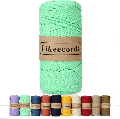 Vista 47 de Likeecords Cordón de macramé trenzado de poliéster de 0.157 in, 140 yardas, 426 pies, hilo elástico para bolsa de ganchillo para manualidades