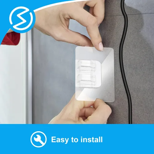 Vista 4 de VZZNN 45 ganchos para tiras de luces al aire libre, clips de cable transparentes, no dañan la pared, soportes de luz para colgar luces de Navidad