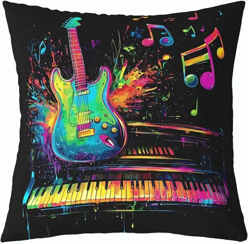 Vista 15 de Castle Fairy Cowboy Boots Throw Pillow Cover 16"x16" Bohemia Musical Guitar Pillowcase Western Rustic Cowgirl Reversible Print Cushion Cover Music