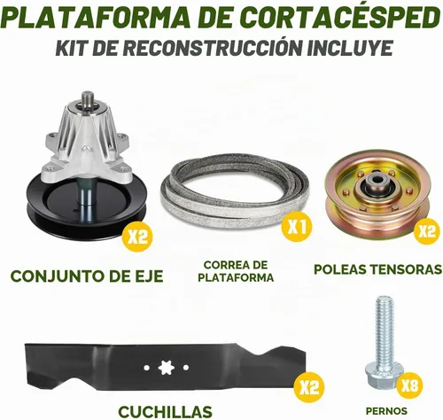 Vista 2 de Kit de reconstrucción de husillo 918-04822 de 42 pulgadas para Cub Cadet LTX1040 LTX1042 RZT-42, 2 husillos 618-04822 618-04889, 2 rodillos