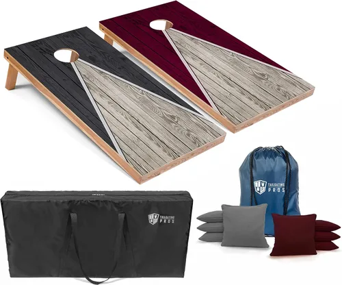 Vista 61 de Tailgating Pros Juego de tablero de Cornhole ligero con diseño piramidal con bolsas de frijoles y estuche de transporte, juego de cornhole