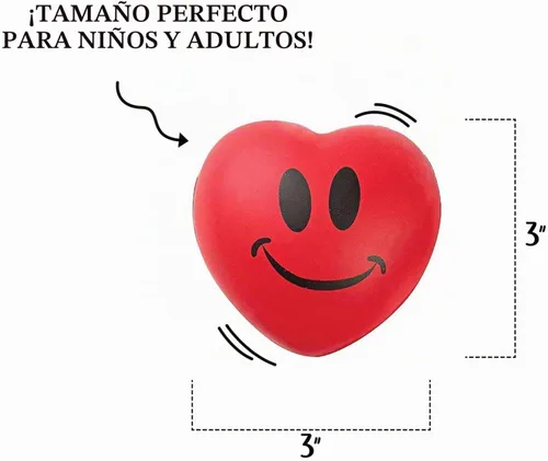 Vista 5 de Neliblu Juego de 12 bolas de estrés con forma de corazón – Bolas de estrés de San Valentín de 3 pulgadas – Bolas de espuma de corazón blando rojas