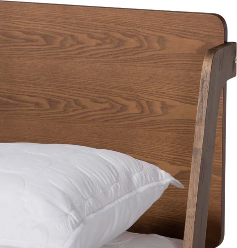 Vista 6 de Baxton Studio Sadler Mid-Century - Cama de plataforma moderna de madera con acabado marrón nogal ceniza