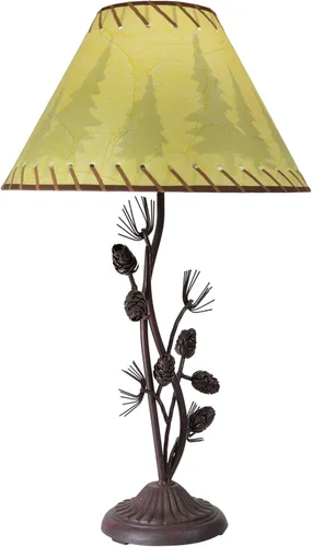 Vista 8 de Black Forest Décor - Lámpara de mesa con piña de metal - Lámparas para el dormitorio de la casa de granja