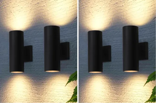 Vista 9 de LEONLITE Paquete de 2 luces de pared cilíndrica para exteriores de 12