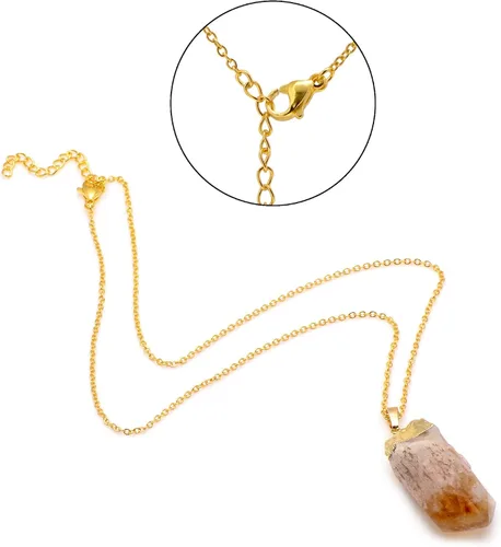 Vista 6 de Paialco Handmade Natural Irregular Citrine Crystal Raw Gemstone Pendant Necklace