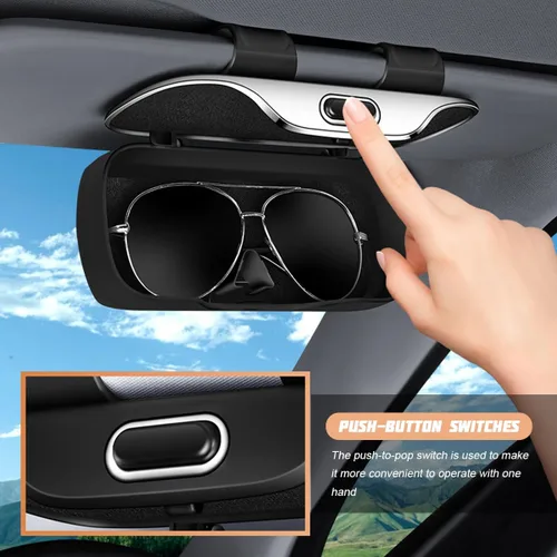 Vista 3 de zipelo Soporte para lentes de sol para visera solar de automóvil, soporte protector para guardar lentes automotrices, organizador suave