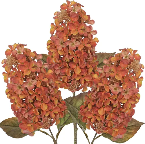 Vista 9 de Hollyone 3PCS Fall Brown Cone Hydrangeas Artificial Flowers Fake Fall Decor