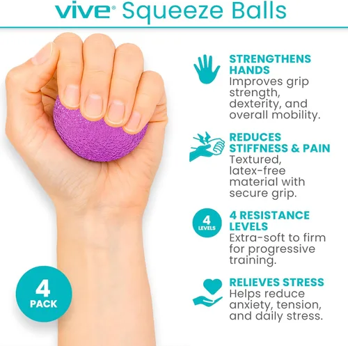 Vista 10 de Vive Stress Balls for Hand Therapy, Exercise, Arthritis (w/Rehab Video)