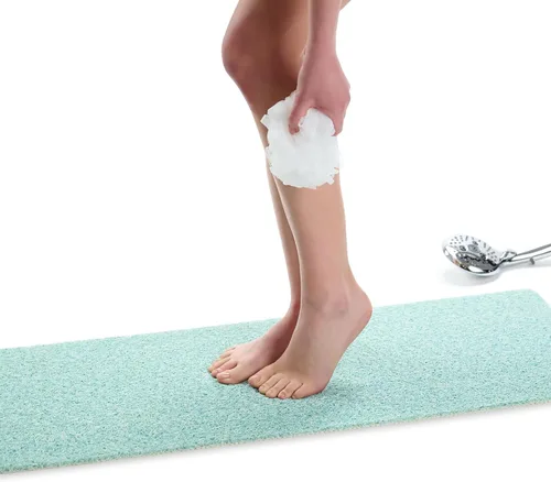 Vista 107 de Enkosi Alfombra de ducha antideslizante Loofah para suelos de ducha, bañera, baños, zonas húmedas, alfombrilla de baño acolchada con agujeros