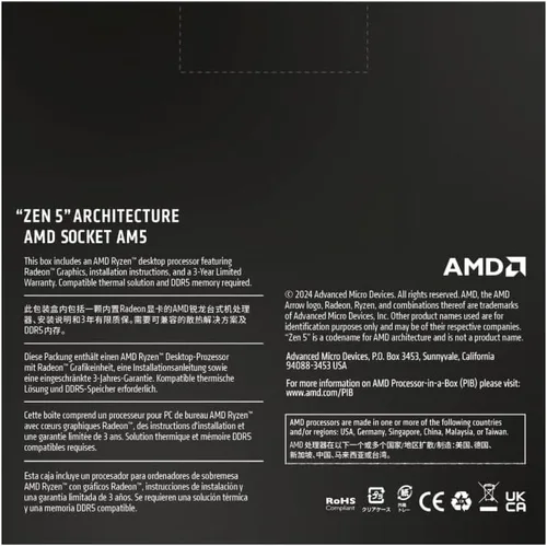 Vista 4 de AMD Procesador de escritorio desbloqueado Ryzen™ 7 9700X de 8 núcleos y 16 hilos