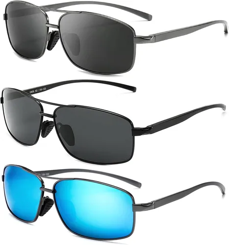Vista 30 de SUNGAIT lentes de sol polarizados rectangulares livianos con protección 100% contra rayos UV