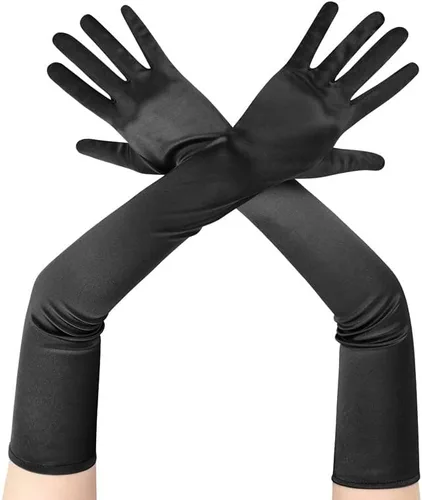 Vista 5 de Juego de accesorios de Gatsby de los años 20 para mujer, diadema de plumas, collar de perlas y guantes