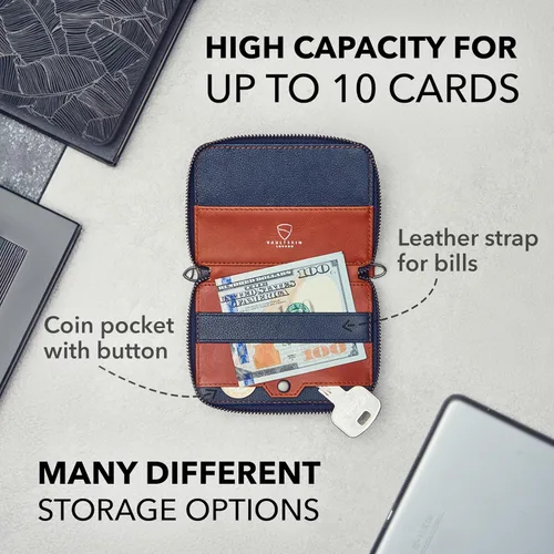 Vista 12 de Vaultskin NOTTING HILL - Cartera con cremallera y protección RFID para tarjetas