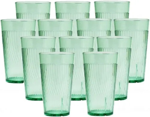 Vista 9 de TrueCraftware - Juego de 12 vasos Belice de policarbonato azul de 8 onzas. Vasos de té helado de alta calidad, apilables, reutilizables, aptos