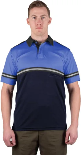 Vista 8 de First Class Camisa de patrulla de bicicleta de dos tonos con rayas reflectantes y bolsillo con cremallera
