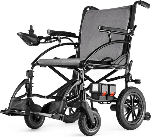 Vista 8 de SLF30 Sillas de ruedas eléctricas para adultos, silla de ruedas motorizada plegable y duradera con asiento de 19 pulgadas y soporta hasta 300 libras