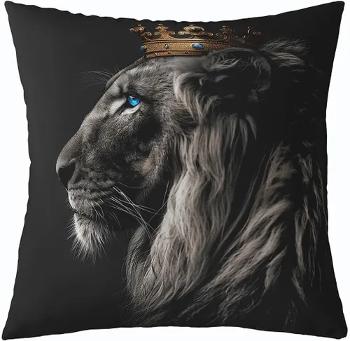 Vista 2 de Feelyou Fundas de Almohada Decorativas de León 16"x16" Juego de 4 Funda de Cojín Suave de Tigre Decoración de Lobo Funda de Almohada de Leopardo