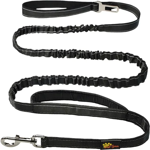 Vista 9 de ADITYNA - Correa elástica táctica para perro, 6-7.5 pies, perros medianos, grandes y XL Shock-absorbing bungee leash with 2 padded handles, metal