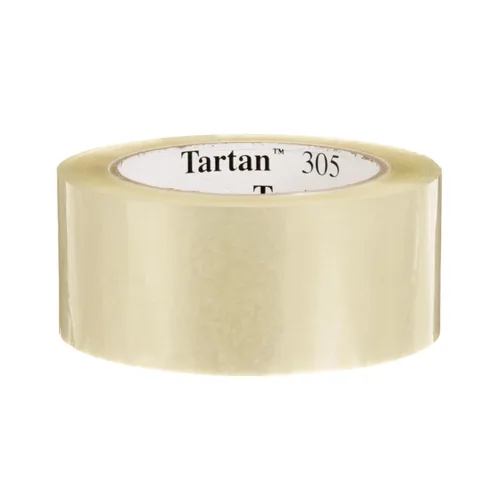 Vista 2 de 3M Cinta de sellado de cajas de tartán 305, transparente, ligera, duradera, 1.88 in x 109.36 yardas (1.890 in x 328.1 ft), 36 rollos por caja
