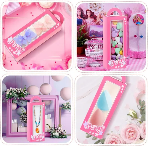 Vista 3 de LSKZJR Paquete de 18 cajas de fiesta, cajas de dulces rosadas, bolsas de regalo, bolsas de regalo, bolsas de regalo, bolsas de golosinas, caja