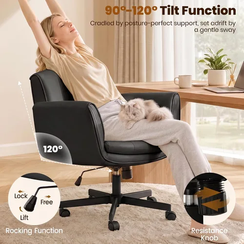 Vista 7 de Silla de oficina Criss Cross, reposabrazos y ruedas ajustables Negro