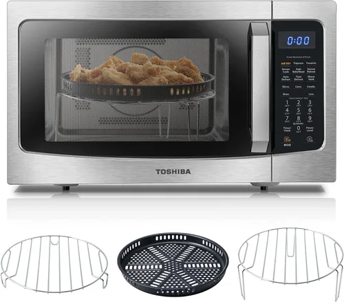 Vista 11 de Toshiba Horno de microondas freidora de aire combo 4 en 1 para encimera, sensor inteligente, convección, función silenciosa, memoria de posición