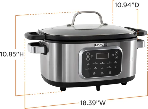 Vista 6 de Chef'sChoice Multicooker, recipiente antiadherente multiusos de gran capacidad de 6 cuartos y control de temperatura variable con mantener el calor