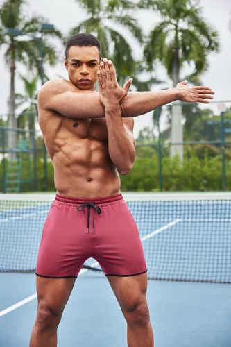 Vista 2 de COOFANDY Paquete de 2 pantalones cortos de entrenamiento de gimnasio para hombre, pantalones deportivos de malla, entrenamiento de culturismo