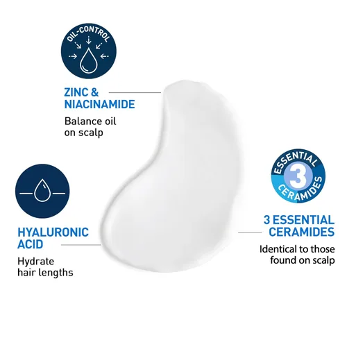 Vista 4 de CeraVe Acondicionador Equilibrante de Control de Grasa, Acondicionador para el Cabello con Ceramidas y Ácido Hialurónico, Elimina la Grasa y Deja