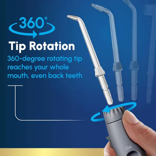Vista 6 de Waterpik Acuario irrigador dental para limpieza de dientes, encías, aparatos ortopédicos, cuidado dental, energía eléctrica con 10 ajustes, 7 puntas