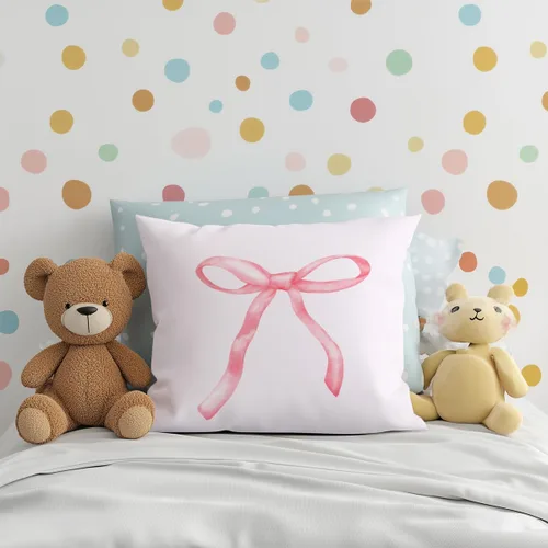 Vista 5 de 2 piezas de fundas de almohada de 18 x 18 pulgadas, fundas de almohada de estilo coqueto, fundas de almohada decorativas con arco rosa, fundas