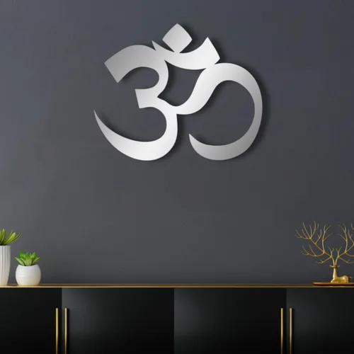 Vista 6 de Fayholy Arte de pared de metal, decoración de metal Om, decoración Namaste, símbolo de aum, arte de pared Om, decoración de estudio de yoga