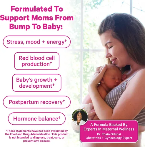 Vista 3 de Pink Stork Fertilidad + vitaminas prenatales + gomosas posnatales – Apoyo completo para el viaje de la maternidad – Multivitamínico con folato