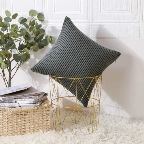 Vista 6 de Artscope Fundas de Almohada de Pana a Rayas Acogedoras Súper Suaves Decorativas Cuadradas Fundas de Cojín para Sofá Sillón Dormitorio Decoración