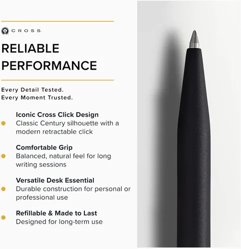 Vista 5 de Cross Click Slim - Bolígrafo de tinta de gel recargable con punta redonda, tamaño mediano, incluye caja de regalo premium, color negro