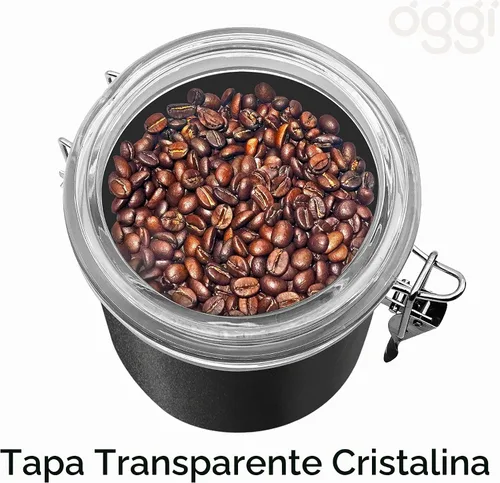 Vista 4 de Oggi Recipiente de cocina de acero inoxidable de 26 onzas líquidas, negro - Tapa hermética con cierre, parte superior transparente - Ideal