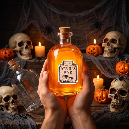 Vista 5 de Baderke 24 botellas de poción de vidrio de Halloween con calcomanías