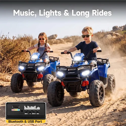 Vista 5 de 24V Kids ATV, coche eléctrico de 2 plazas para niños, paseo en coche de Azul