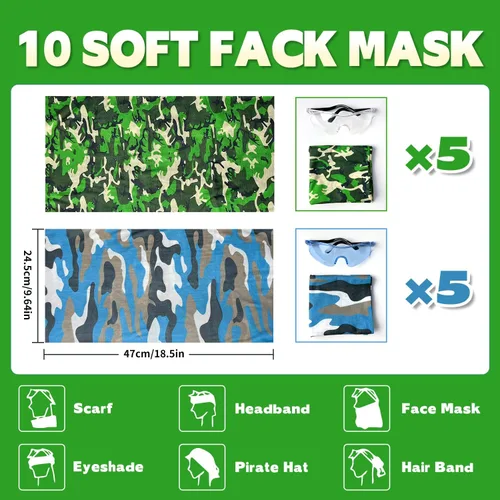 Vista 5 de Suministros de fiesta compatibles con Nerf - Paquete de 10 pistolas de cumpleaños para niños, decoración de guerra, máscaras faciales y gafas, 200