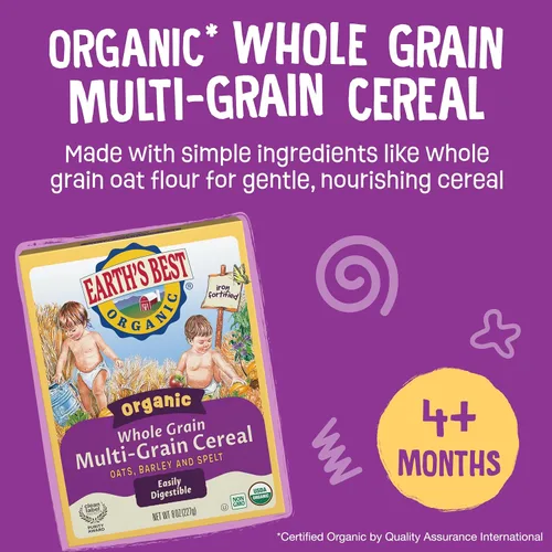 Vista 3 de Earth's Best Cereal orgánico de grano entero multigrano 8 onzas (paquete de 6)