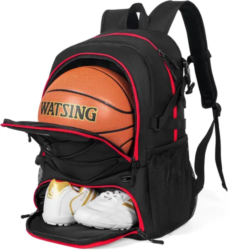 Vista 11 de GRANDUP - Mochila de baloncesto con compartimento para pelota y zapatos. Adecuada para voleibol, fútbol, natación, gimnasio, viajes y escuela